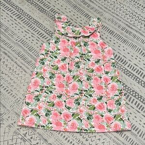 Mud Pie Pink Floral Ruffle Collar Dress NWOT 12–18M Button-Back